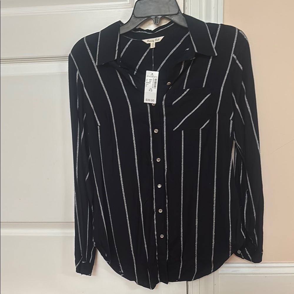 Krazy Kat Black and White Striped Shirt